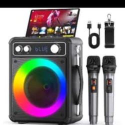 Karaoke Machine, Portable Bluetooth Speaker with 2 Wireless Microphones