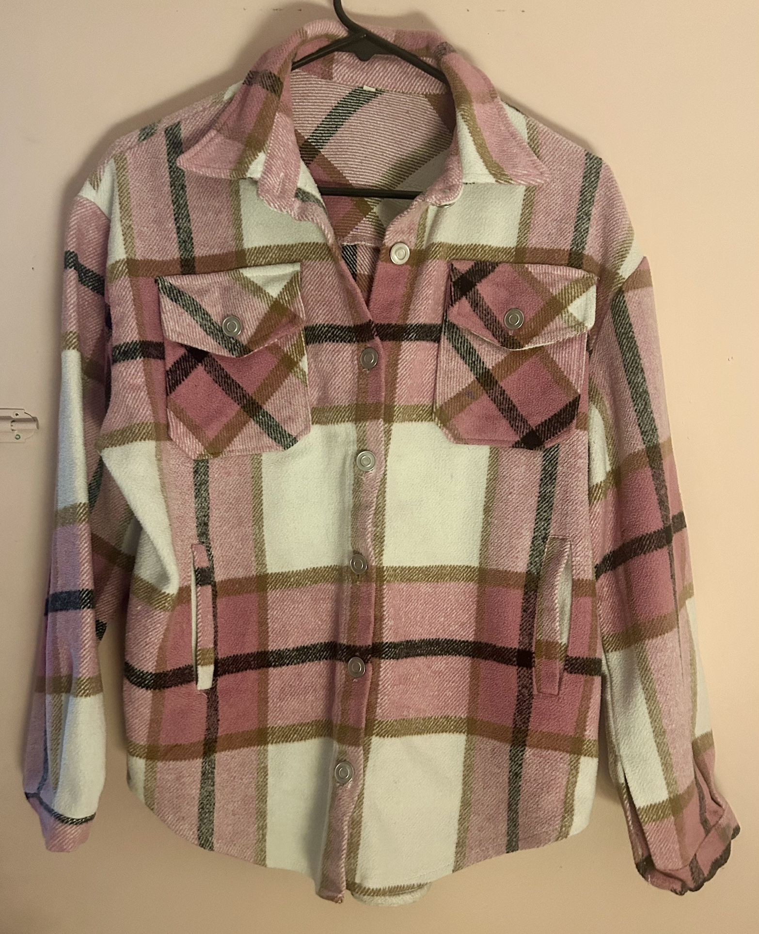 Cozy Pink Plaid Shacket -Size Small -Soft & Stylish