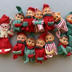 Christmas Striped felt JAPAN Pixie Elf Knee Hugger vintage Ornaments figures