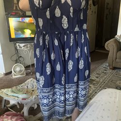 Adorable Bandanna Dress; Dark Blue; Size Medium 