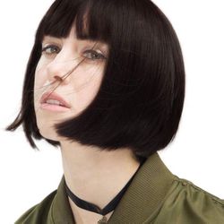 12" Short Bob Wig with bangs Synthetic Hair Black Brown