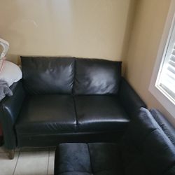 Black Leather Love Seat
