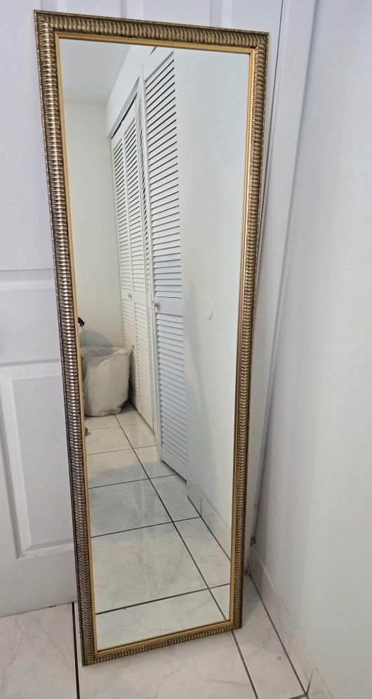 Large Rectangle Antique Gold Metallic Modern Mirror (18"×60")