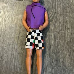 Barbie KEN Doll Stamped 1968 With Outfit Purple Checkered Shorts Shoes