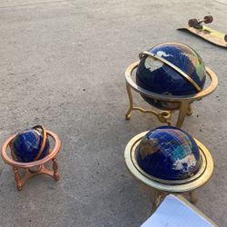 Set Of THREE  Gemstone Globes