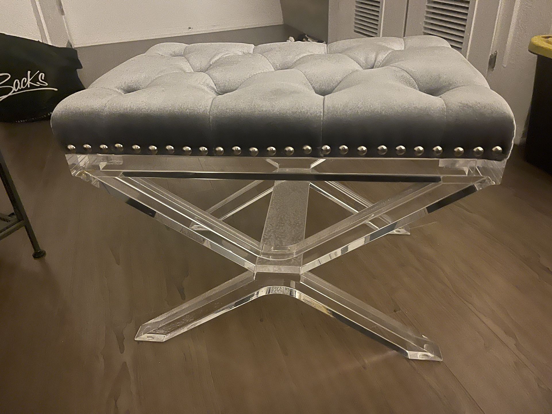 Like NEW! Classy Small Bench with Acrylic Legs 