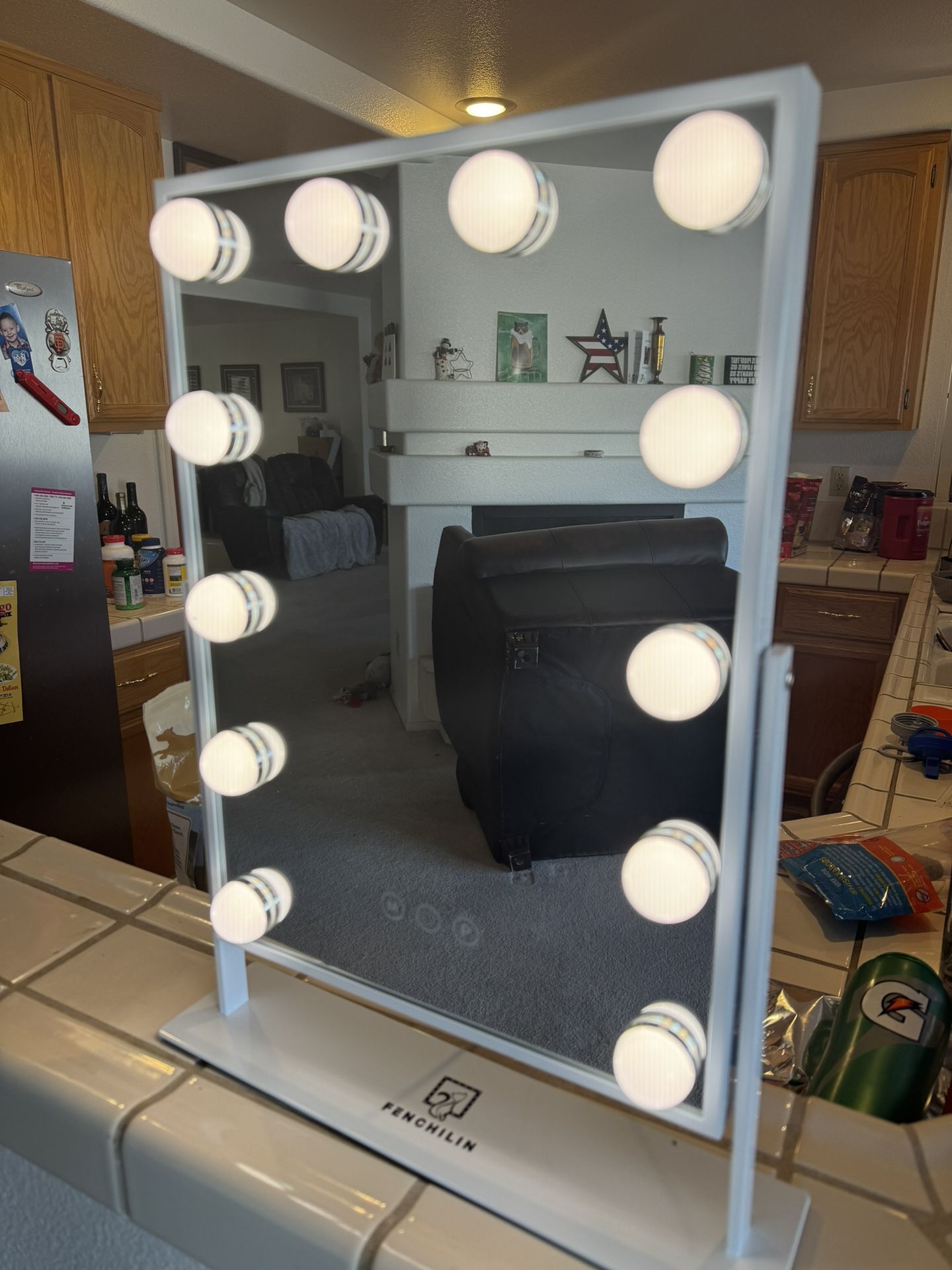 FENCHILIN Lighted Makeup Hollywood Mirror White 18.9” x 13.97” for