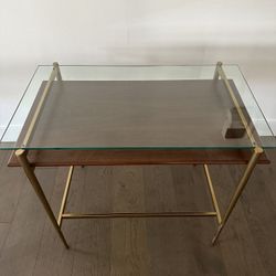 West Elm Glass / Walnut Writing Desk