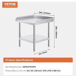 Stainless Steel Work Table, 24 x 24 x 26