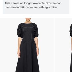 MELLODAY Stitch Detail Puff Sleeve A-Line Midi Dress