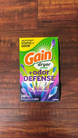 Gain Dryer Sheets + ODOR DEFENSE: Super Blast Scent; 240 Count