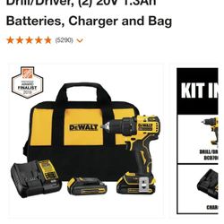 ATOMIC 20V MAX Cordless
LVVYI
Brushless Compact 1/2 in.
Drill/Driver, (2) 20V 1.3Ah
Batteries, Charger and Bag