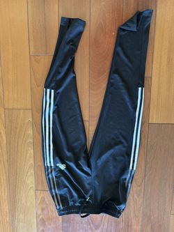 Adidas Kids Track Pants — Black with White Stripes, Size 13-14Y