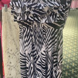 Black And White Strapless Summer Dress Thin Material