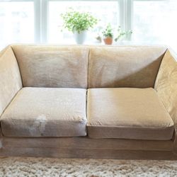 **Free Delivery** Beige Weiman Velvet Loveseat