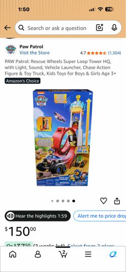PAW Patrol: Rescue Wheels Super Loop Tower HQ, with Light, Sound, Vehicle Launcher, Chase Action Figure & Toy Truck,