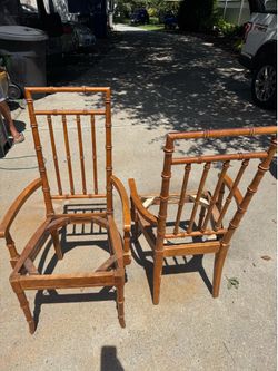 Pair of Mid-Century Modern Bamboo-Style Arm Chairs – $40 for Both