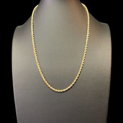 20” 10K Yellow Gold Diamond Cut Rope Chain