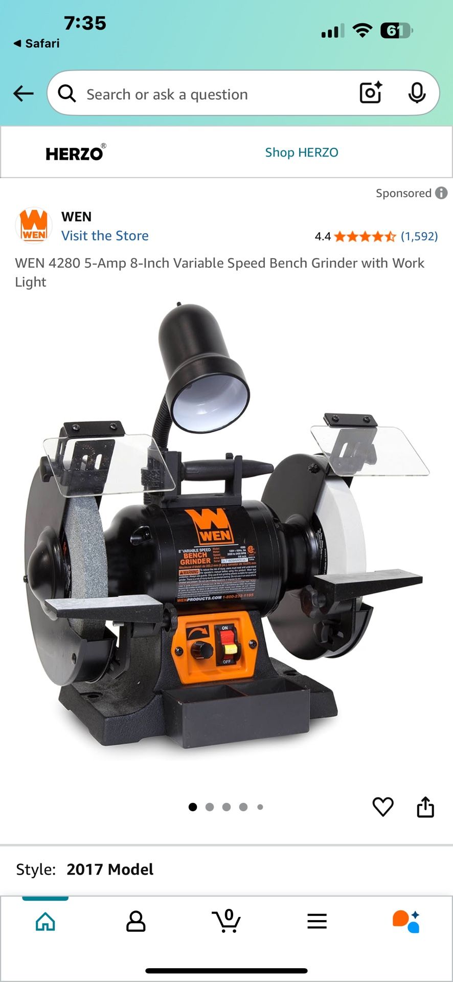 Wen Bench Grinder Model 4280