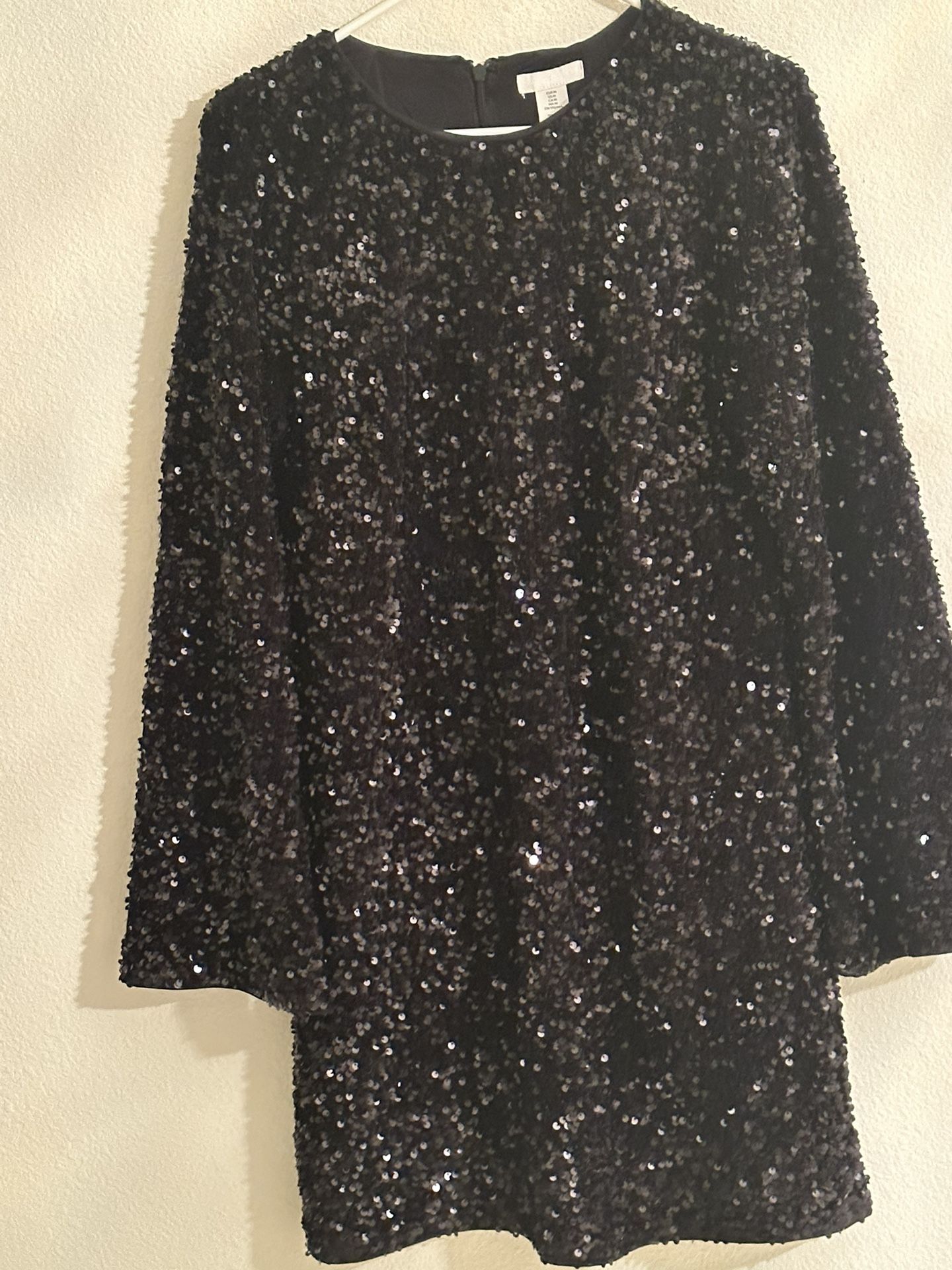 green emerald velvet dress H&M, lined rose gold sequin party dress, GUC, size 10, L: 70cm –  DaisyChainClothing