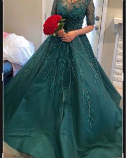 Emerald Green Beaded Ball Gown