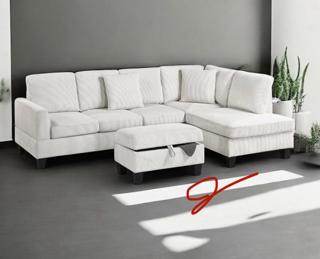 New! Super Comfy~ Luxurious Soft Touch Sofa Sectional! FREE STORAGE OTTOMAN! 
