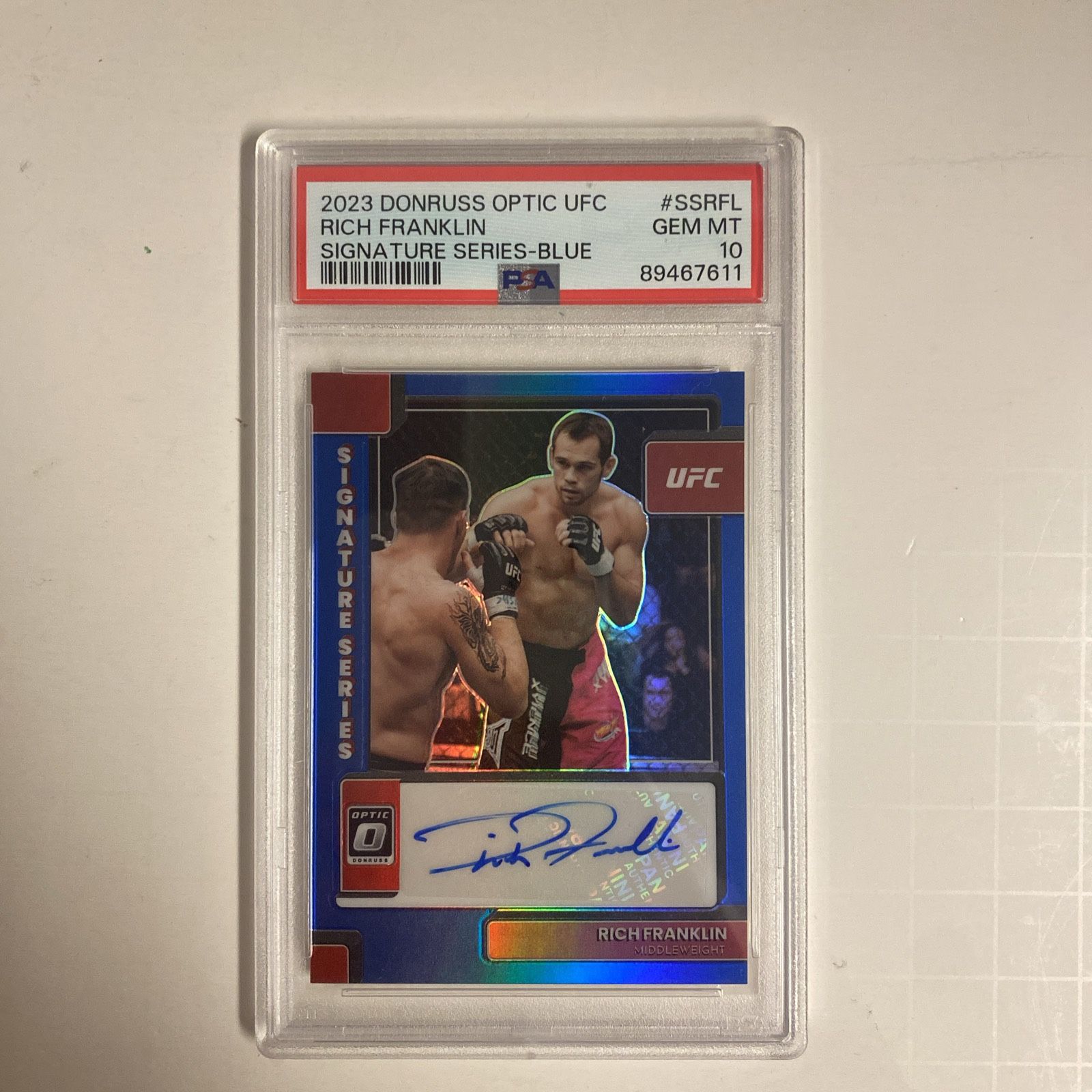 2023 Donruss Optic UFC Rich Franklin Signature Series - Blue, /99, PSA 10