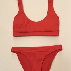 Hollister Red/Orange Bikini Top And Bottom 