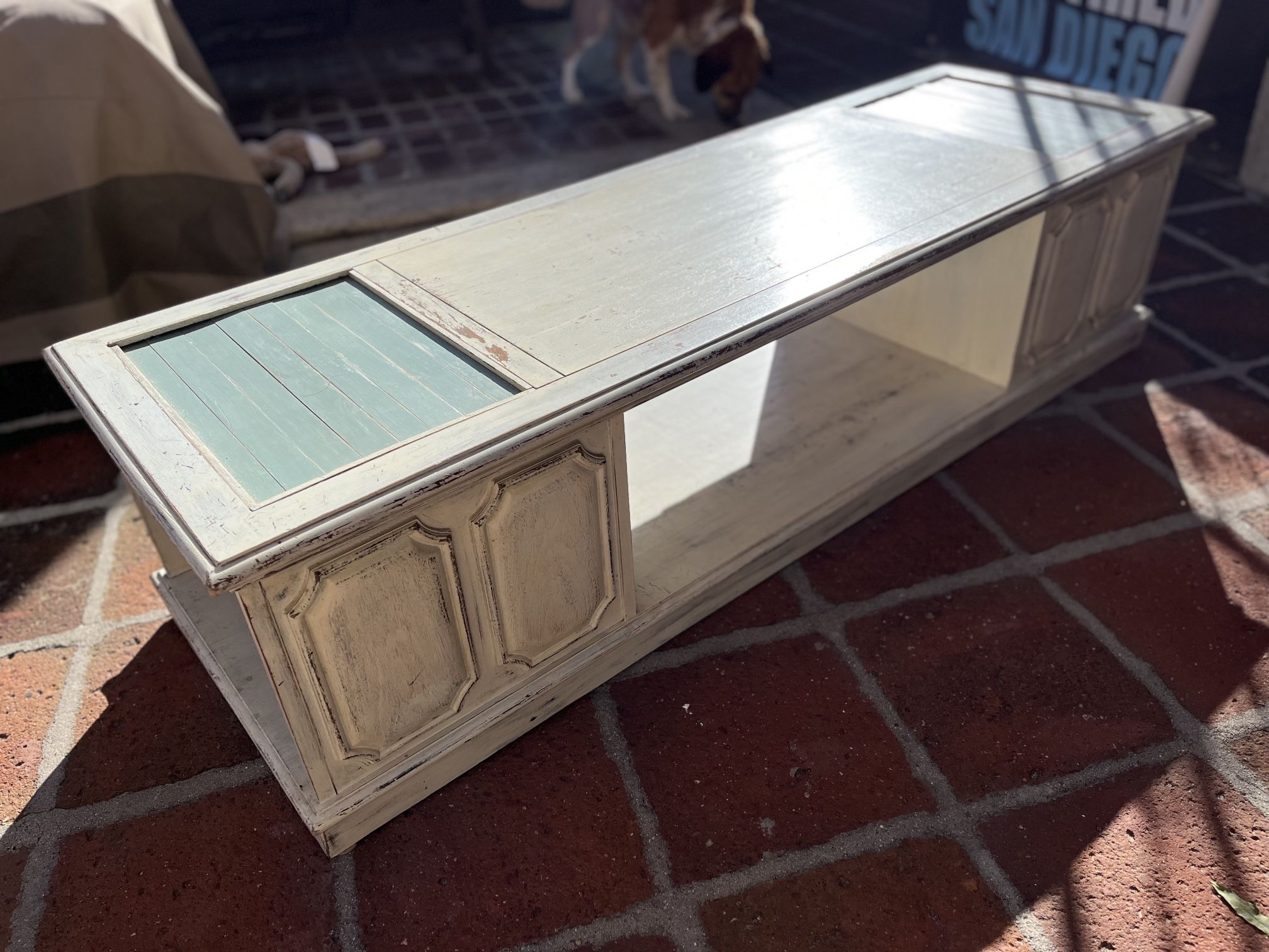Hardwood Distressed Hipster Coffee Table TV Stand