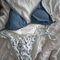 blue floral bikini