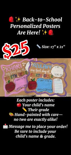 Back to School personalized posters
