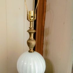 Vintage Iridescent Milk Glass Ball Lamp