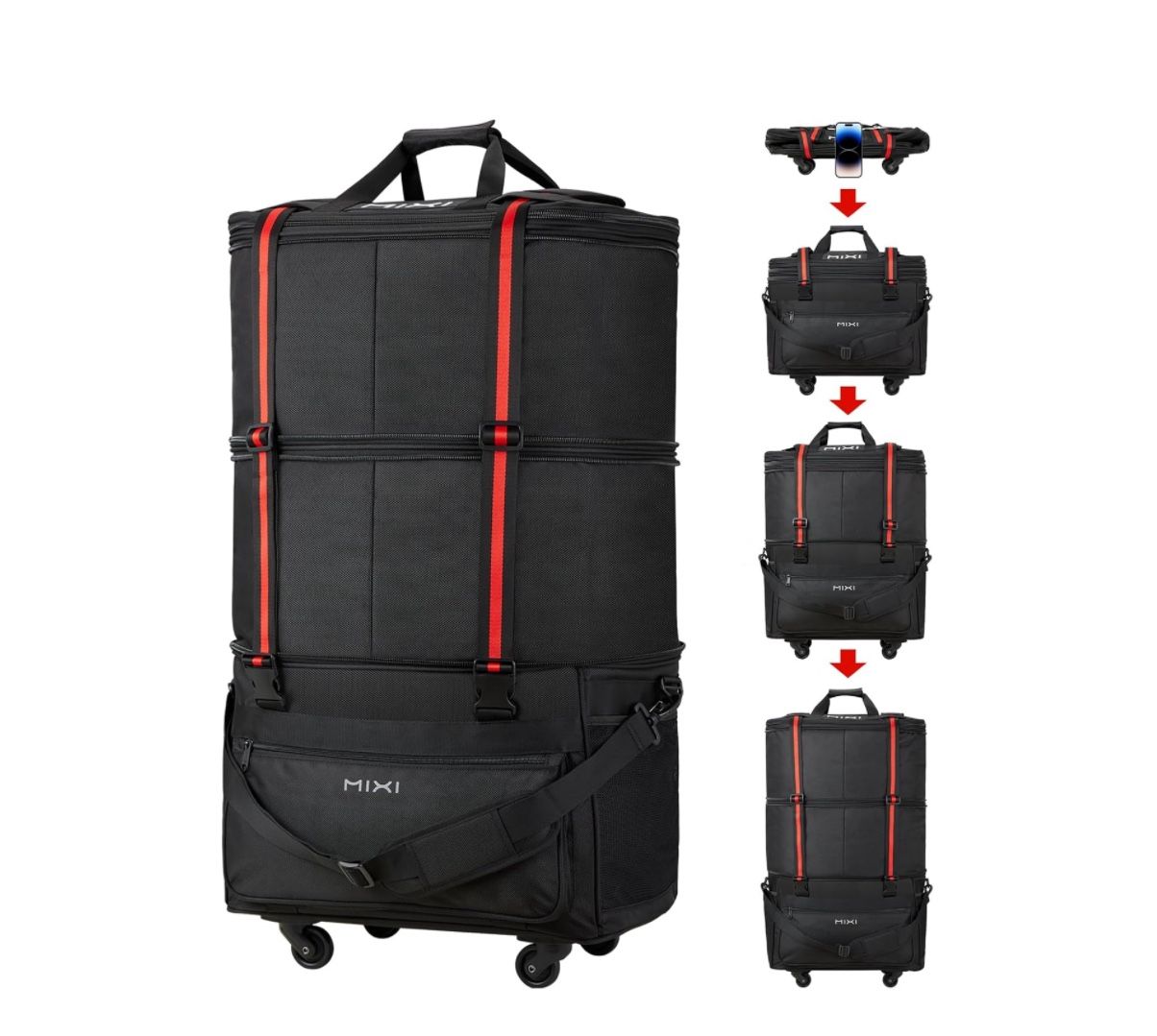 mixi Travel Bag with Wheels Expandable Foldable Luggage Bag Collapsible Rolling