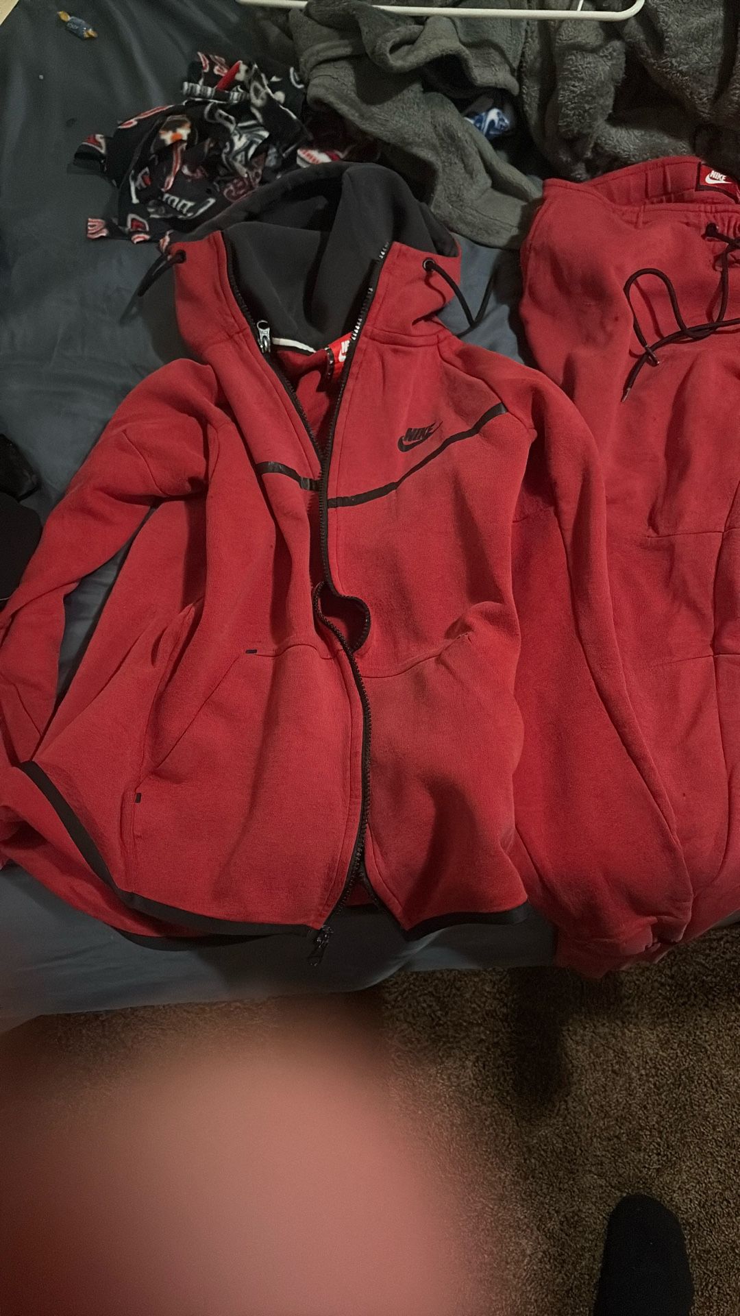 Nike Tech Drawstring Red/black Set