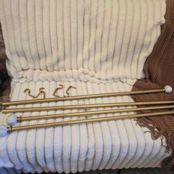 Luxury White Blackout Curtains + Gold Curtain Rods (2 Full Sets) – $450 Retail