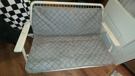 Foldable White Metal Bench with Cushion