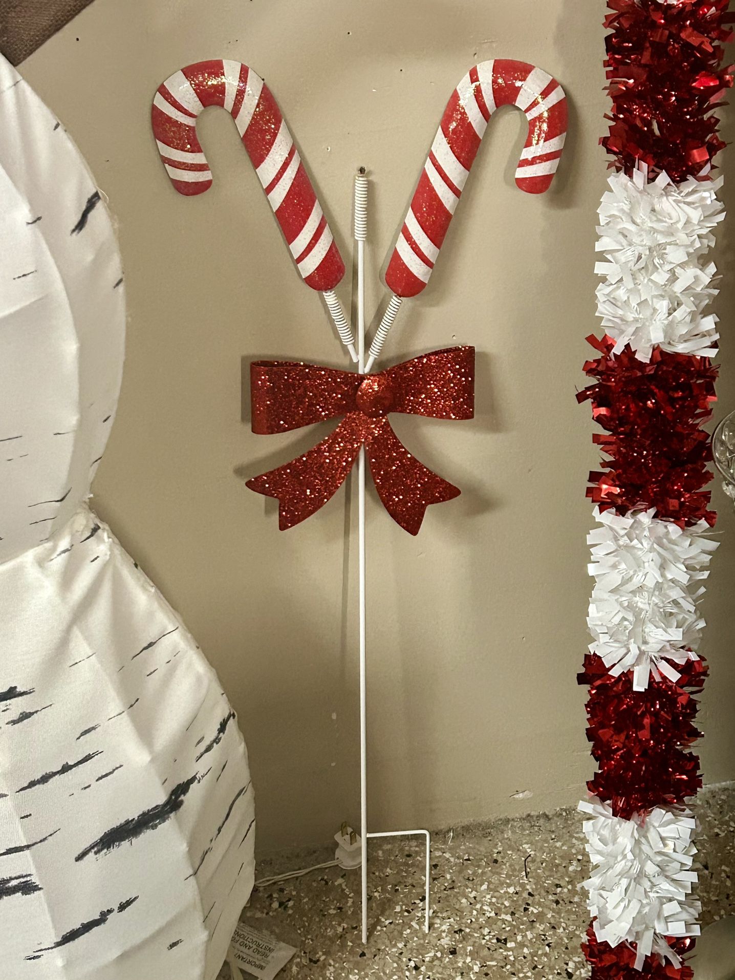 Sparkly Candy Cane Ground Stake 30”