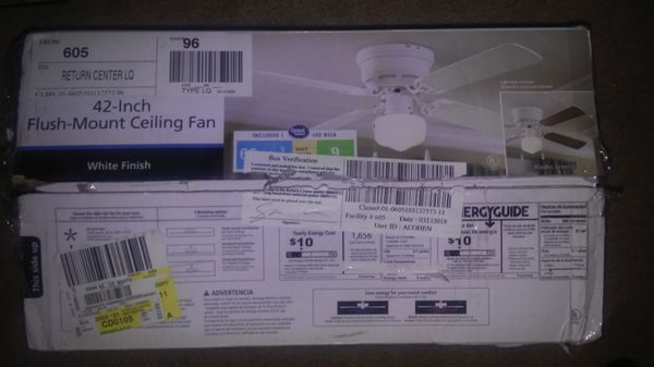 42 Inch Mainstays Flush Mount Ceiling Fan New Open Box For