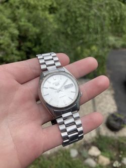 Vintage Seiko 5 Automatic White Dial Men's Wrist Watch Ref-7019A 21 Jewels