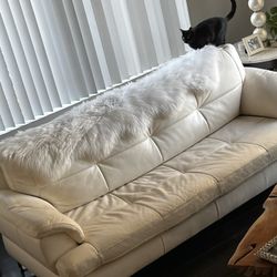 White Cream Modern Leather Sofa