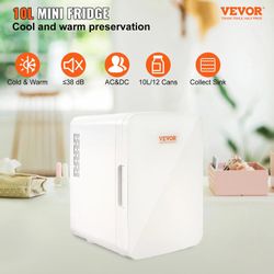 Mini Fridge,10L/12 Can Luxury Skin Care Refrigerator, Small Beverage