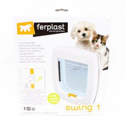 NIB Ferplast Swing 1 Cat Small Dog Pet Door Flap 2-Way Lock White Universal Fit