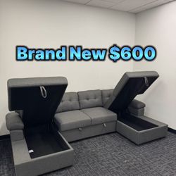 Double Storage Sectional Couch 🛋️ Pull Out Bed ✅ Double Storage ✅ Brand New 