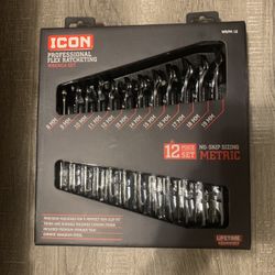 Icon 12pc Flex Head Ratchet Wrench Set (metric)