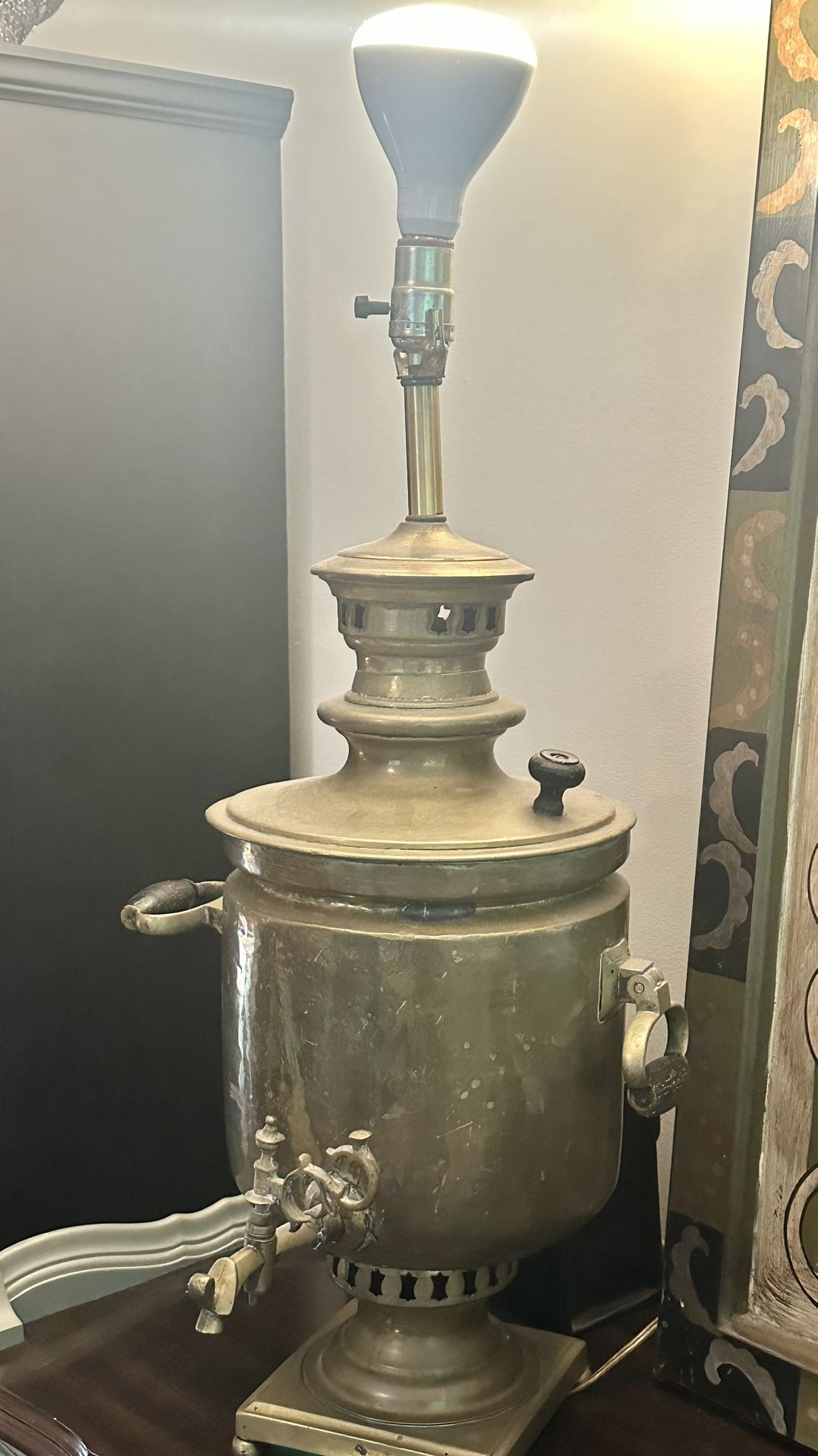 Vintage Russian Brass Samovar, Lamp. Year 1896