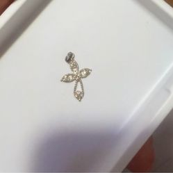 Vintage Silver Tone With Rhinestone CROSS PENDANT