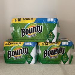 Bounty Doubles Paper Towels 6=12 , 8=16 Doubles , All (3) For $45