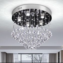 19" Modern Crystal Chandelier Flush Mount Celiling Lights Raindrop Chandelier  