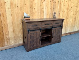 Rustic Farmhouse TV Stand with Sliding Barn Doors