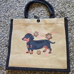 Daschund canvas tote and makeup bag